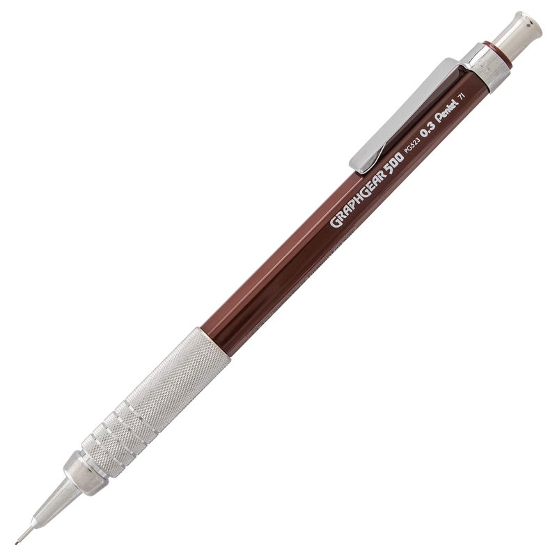 Pentel GraphGear 500 Mechanical Drafting Pencil  (0.3mm)  Extra Fine Line  Brown Barrel (PG523E) - Image 1